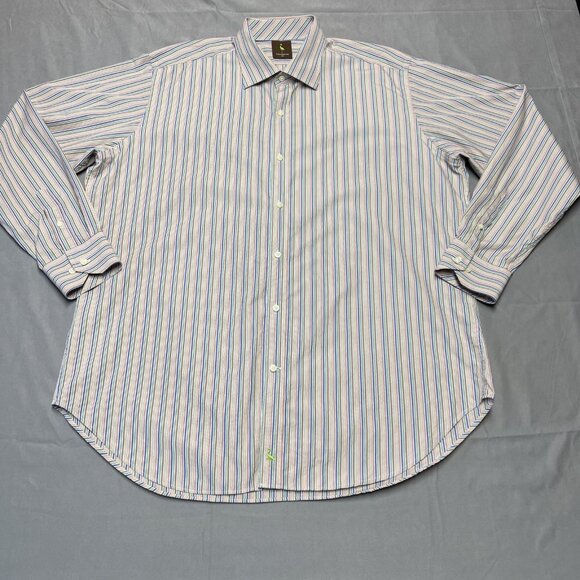 TailorByrd Men's Casual Button Down Multi Color Striped 2XL Long Sleeve Cotton - Picture 1 of 16